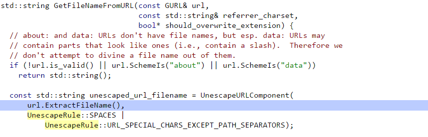 O código da função GetFileNameFromURL